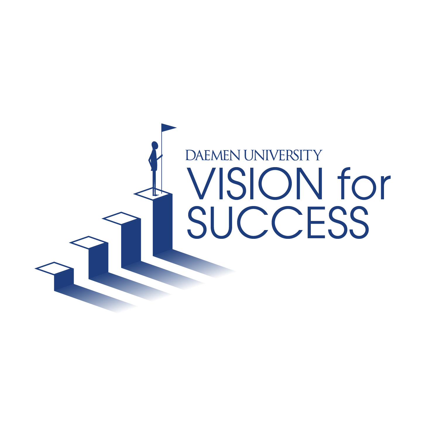 ˿Ƶ Vision For Success blue stairs with person-like image a top holding flag